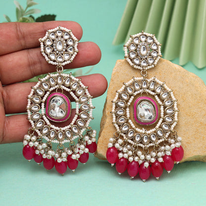 Rani Color Kundan Earrings (KDE963RNI) - Preyans.com