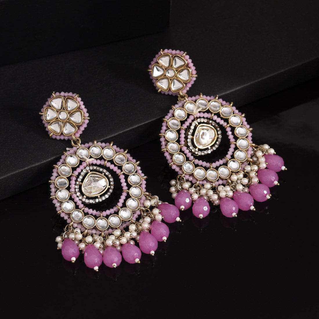 Light Purple Color Kundan Earrings (KDE965LPRP) - Preyans.com