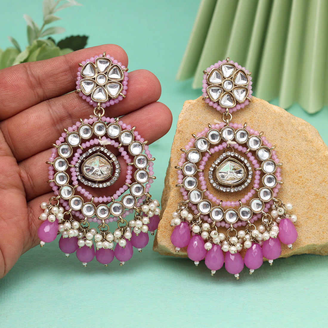 Light Purple Color Kundan Earrings (KDE965LPRP) - Preyans.com