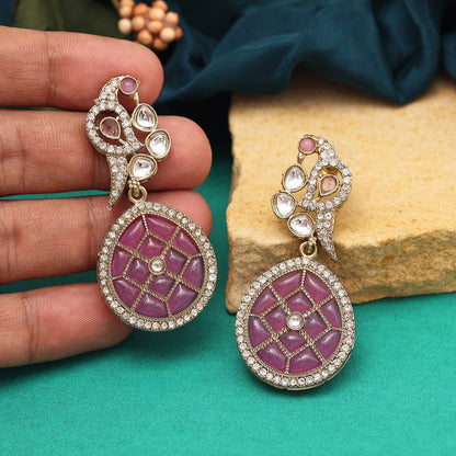 Light Purple Color Kundan Earrings (KDE971LPRP) - preyans.com