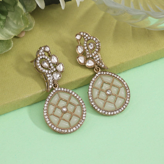 Off White Color Kundan Earrings (KDE971OWHT) - preyans.com