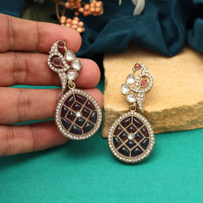 Purple Color Kundan Earrings (KDE971PRP) - preyans.com