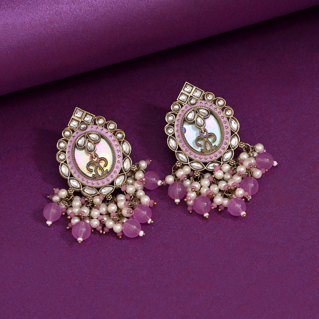 Light Purple Color Kundan Earrings (KDE976LPRP) - Preyans.com