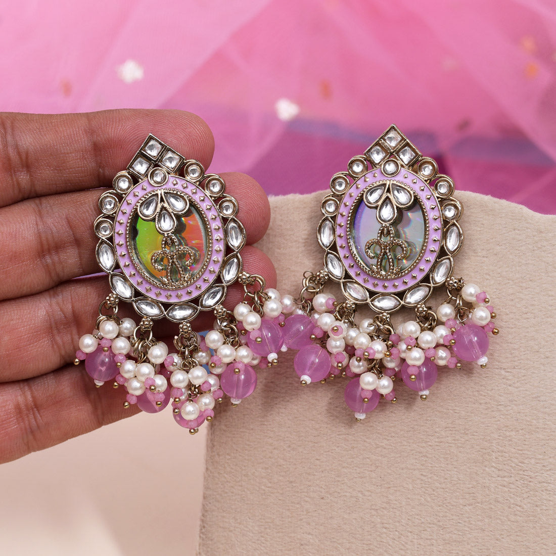 Light Purple Color Kundan Earrings (KDE976LPRP) - Preyans.com