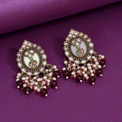 Purple Color Kundan Earrings (KDE976PRP) - Preyans.com