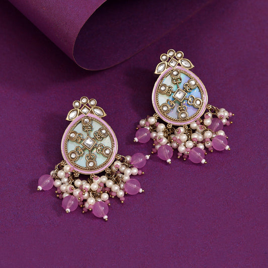 Light Purple Color Kundan Earrings (KDE978LPRP) - Preyans.com