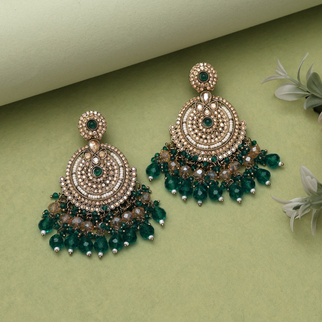 Tturquoise Blue Color Kundan Pakistani Earrings (KDE979TBLU) - Preyans.com