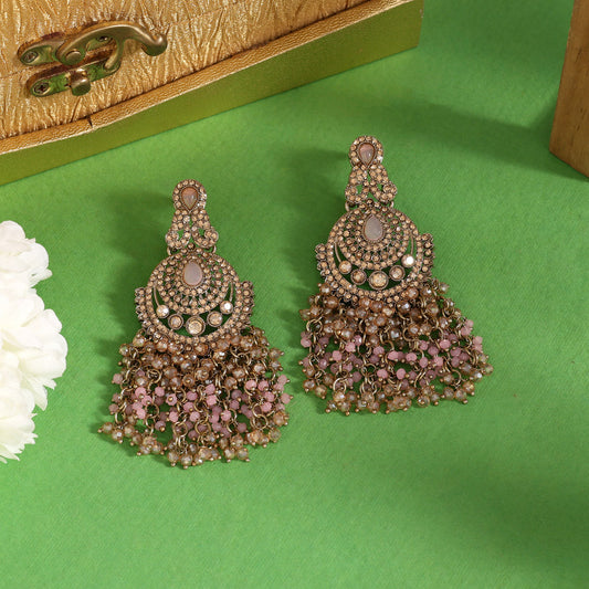 Pink Color Kundan Pakistani Earrings (KDE980PNK) - Preyans.com