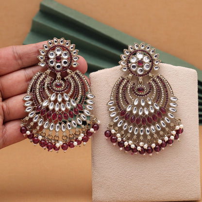 Purple Color Kundan Pakistani Earrings (KDE981PRP) - Preyans.com