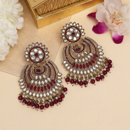 Purple Color Kundan Pakistani Earrings (KDE981PRP) - Preyans.com