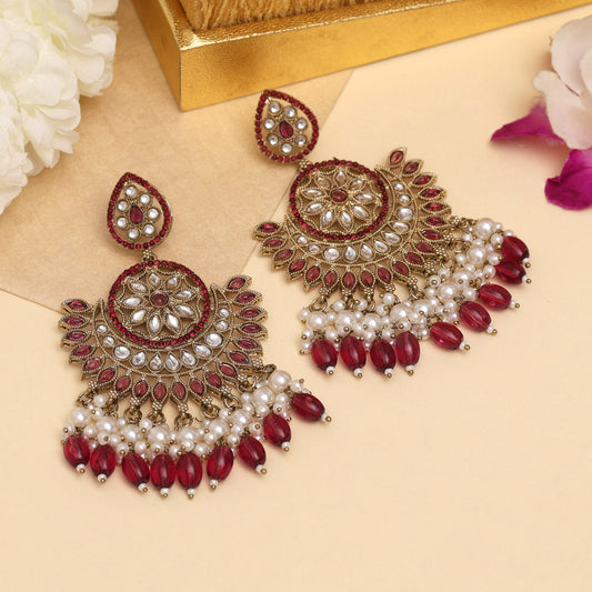 Purple Color Kundan Pakistani Earrings (KDE982PRP) - Preyans.com