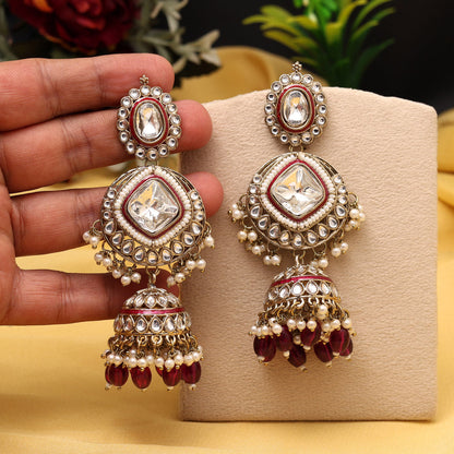 Purple Color Kundan Earrings (KDE983PRP) - Preyans.com