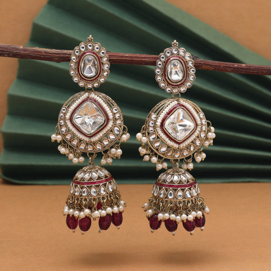 Purple Color Kundan Earrings (KDE983PRP) - Preyans.com