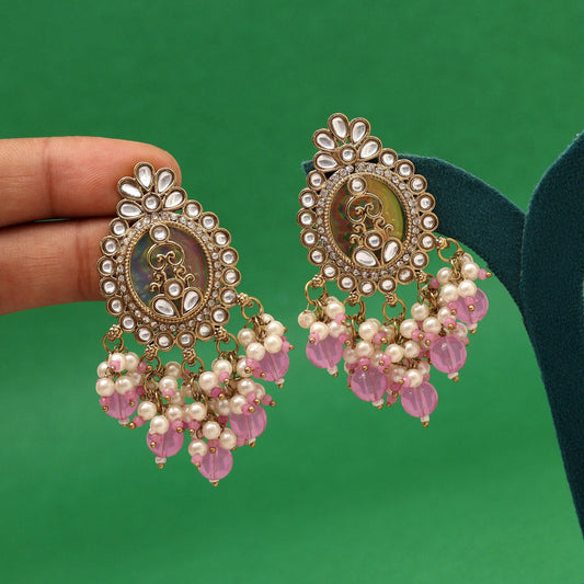 Light Purple Color Kundan Earrings (KDE986LPRP) - Preyans.com