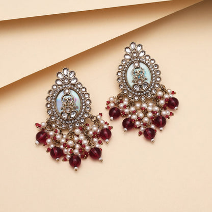 Purple Color Kundan Earrings (KDE986PRP) - Preyans.com