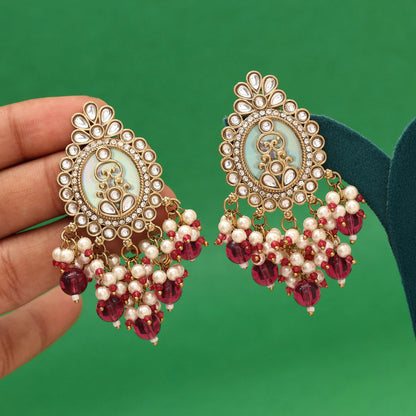 Purple Color Kundan Earrings (KDE986PRP) - Preyans.com