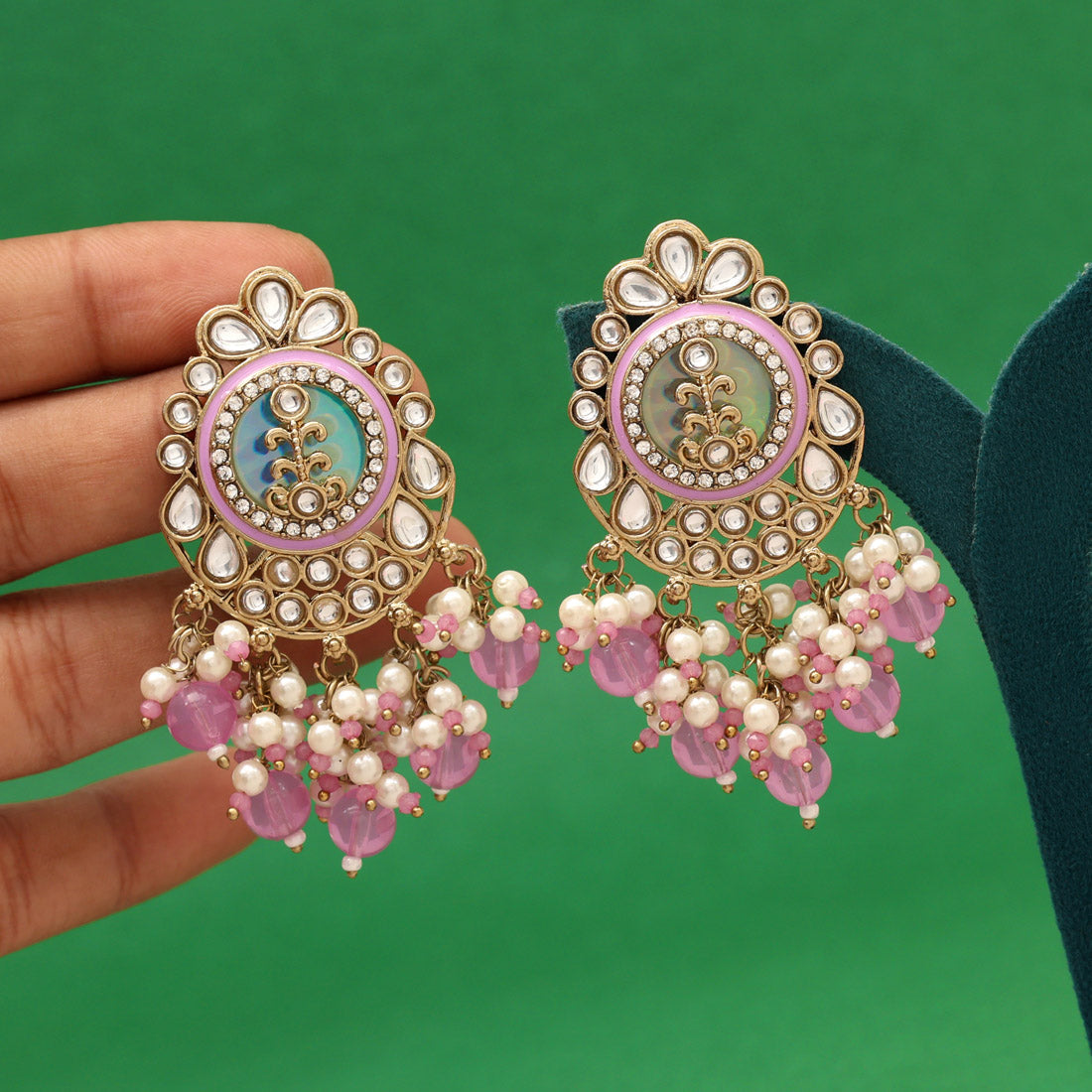 Light Purple Color Kundan Earrings (KDE987LPRP) - Preyans.com