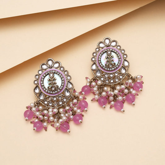 Light Purple Color Kundan Earrings (KDE987LPRP) - Preyans.com