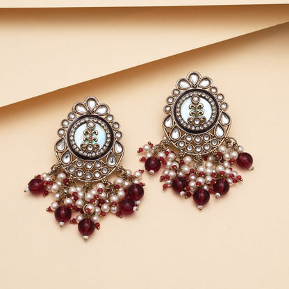 Purple Color Kundan Earrings (KDE987PRP) - Preyans.com