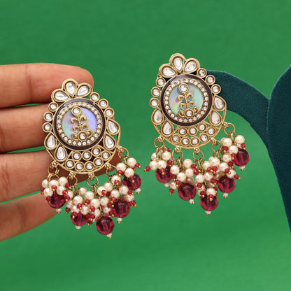 Purple Color Kundan Earrings (KDE987PRP) - Preyans.com