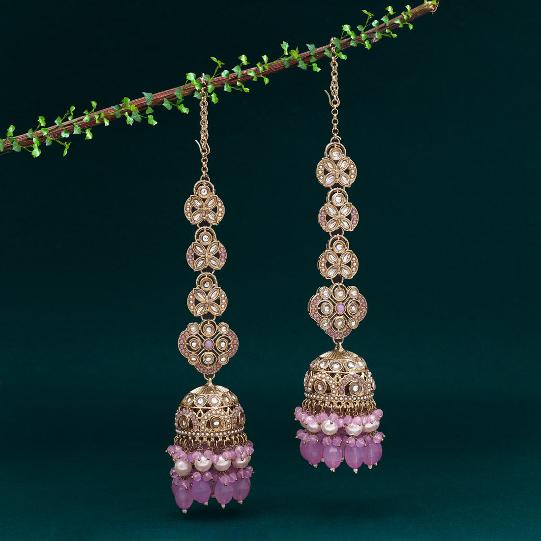 Light Purple Color Big Size jhumka Kundan Earrings (KDE988LPRP) - Preyans.com