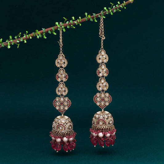 Magenta Color Big Size jhumka Kundan Earrings (KDE988MNT) - Preyans.com