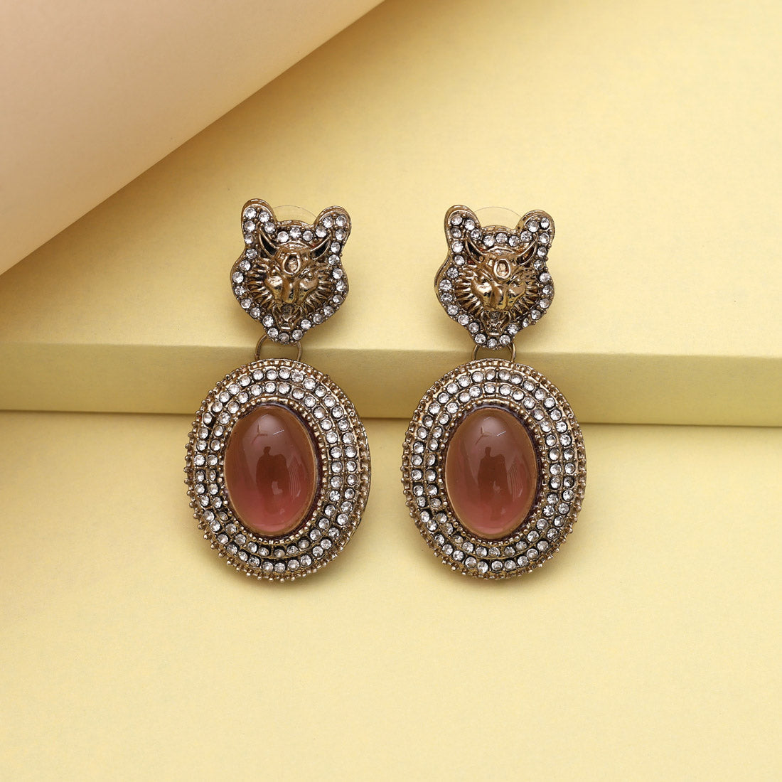 Magenta Color Kundan Earrings (KDE990MNT) - Preyans.com