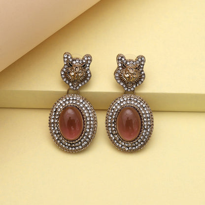 Magenta Color Kundan Earrings (KDE990MNT) - Preyans.com