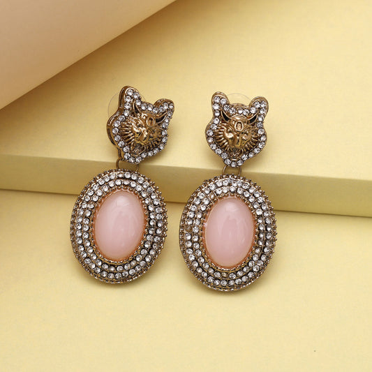 Pink Color Kundan Earrings (KDE990PNK) - Preyans.com