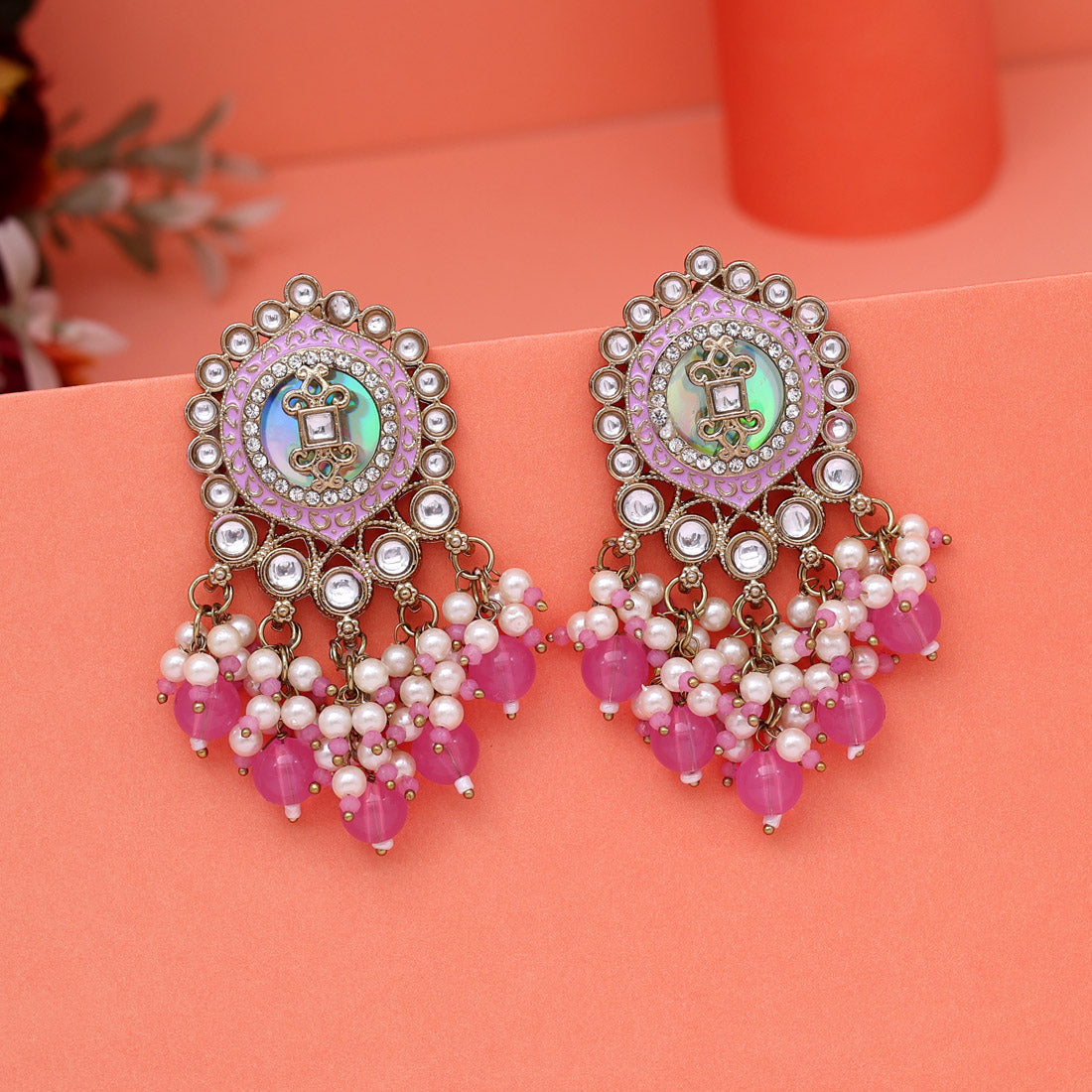 Light Purple Color Kundan Earrings (KDE991LPRP) - Preyans.com