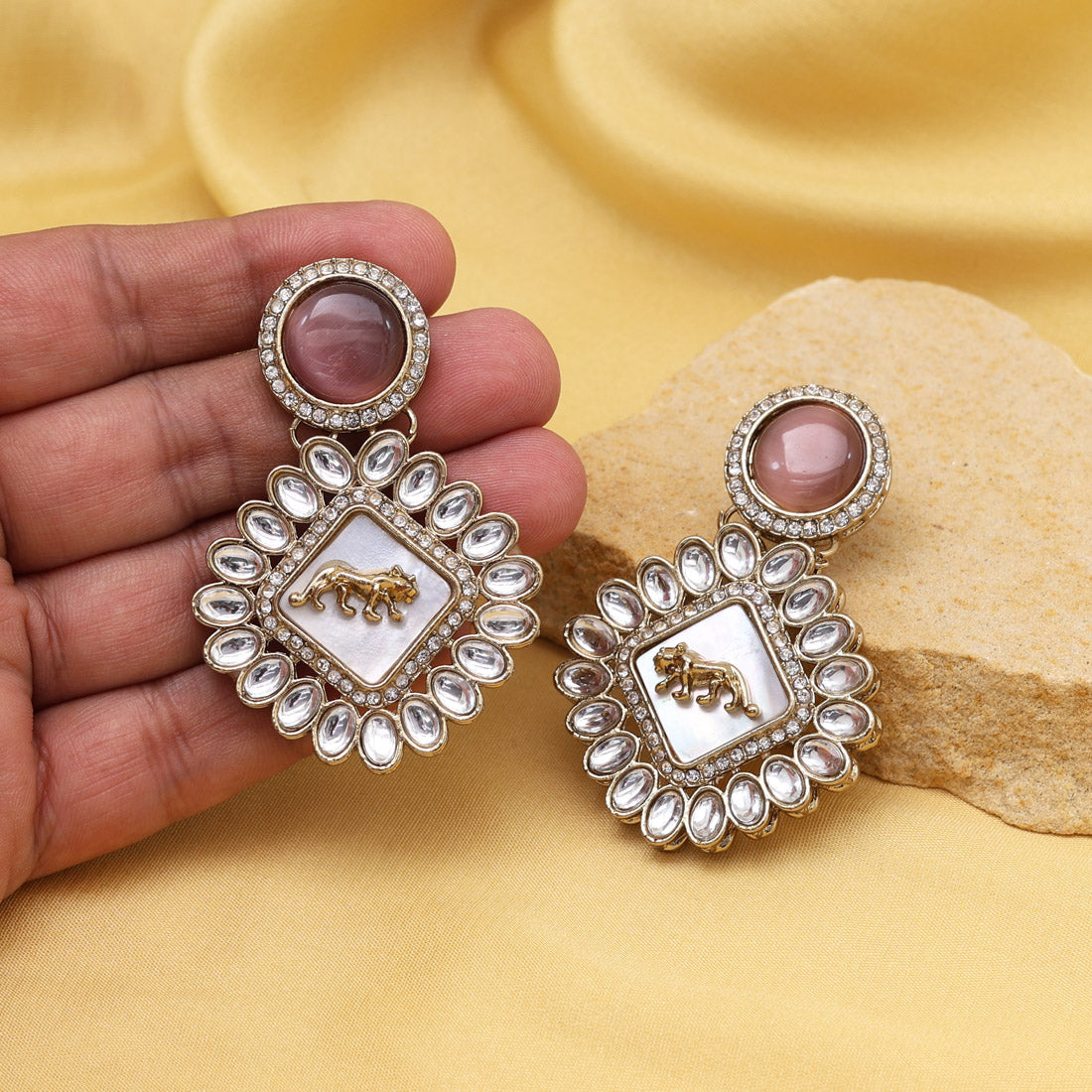 Light Purple Color Kundan Earrings (KDE992LPRP) - Preyans.com