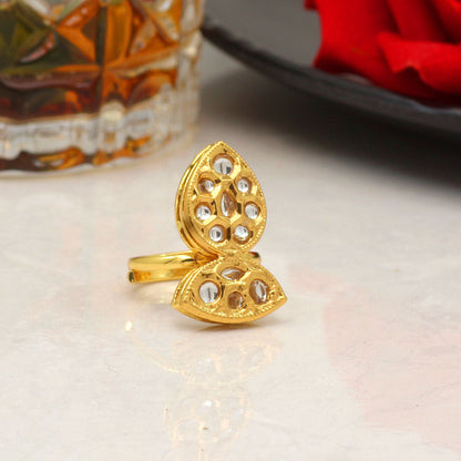 White Color Kundan Ring For Women (KDR120WHT) - preyans.com