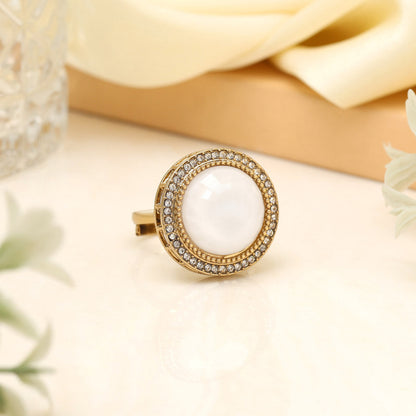 Pure White Color Kundan Ring For Women - Preyans.com