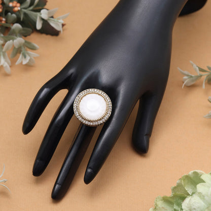 Pure White Color Kundan Ring For Women - Preyans.com