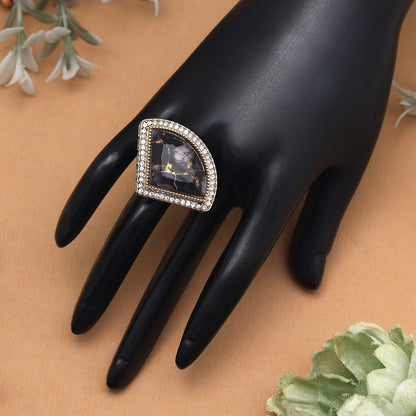 Midnight Black Color Kundan Ring For Women - Preyans.com
