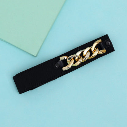 Gold & Black Color Kamarband Elastic Waist Belt For Women//Girls (KMBND490GLD) - preyans.com