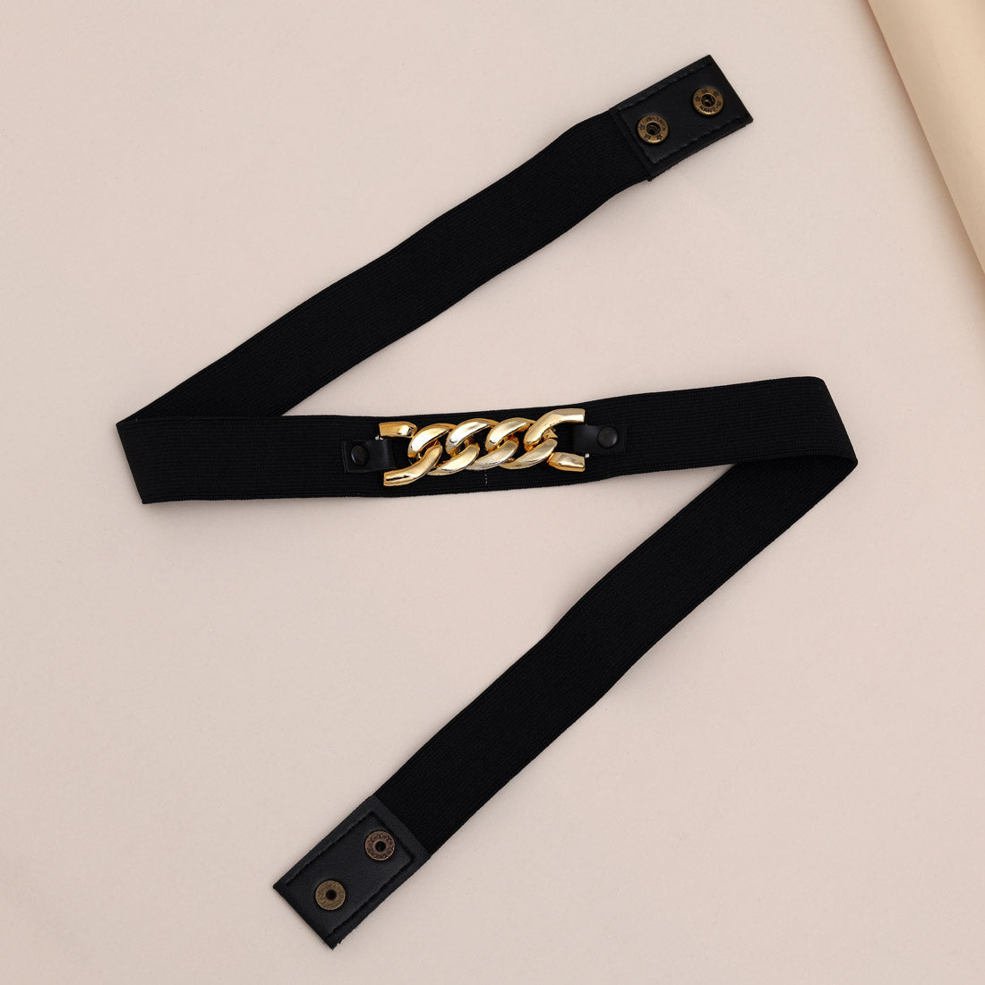 Gold & Black Color Kamarband Elastic Waist Belt For Women//Girls (KMBND490GLD) - preyans.com