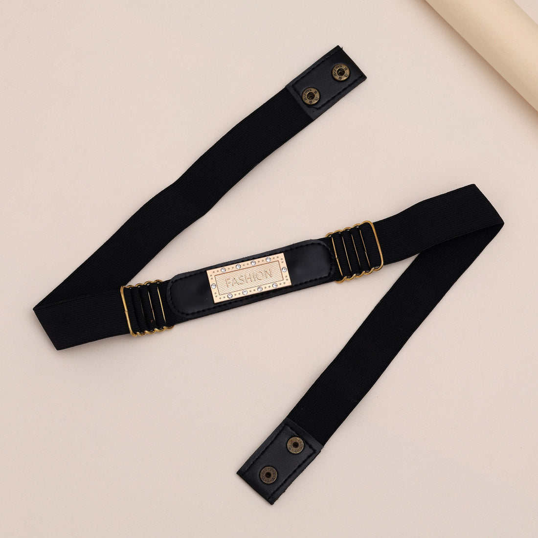 Gold & Black Color Kamarband Elastic Waist Belt For Women//Girls (KMBND494GLD) - preyans.com