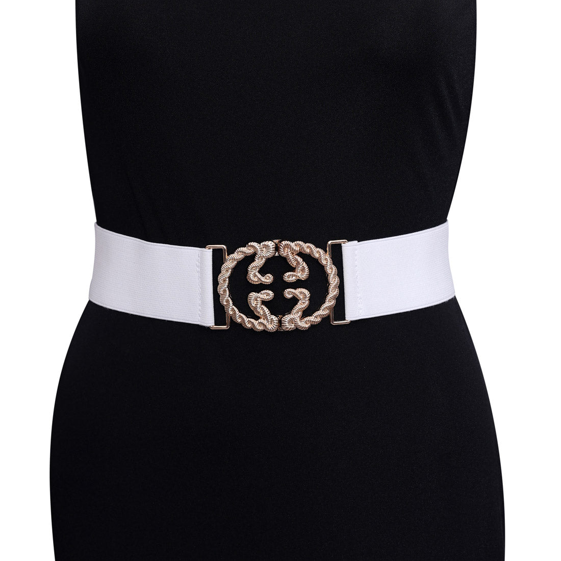 White Color Kamarband Elastic Waist Belt For Women//Girls (KMBND499WHT) - preyans.com