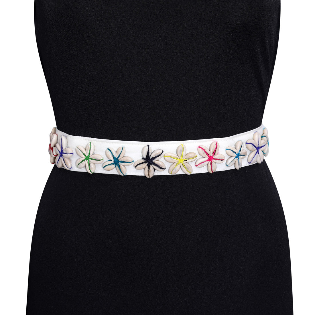 White Color Kamarband Elastic Waist Belt For Women//Girls (KMBND500WHT) - preyans.com