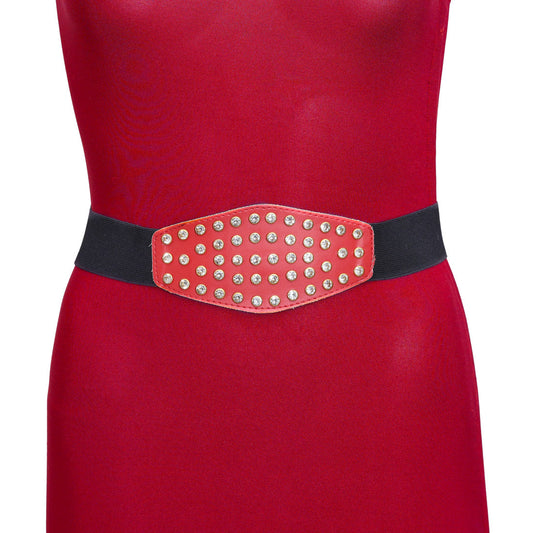 Red Color Kamarband Elastic Waist Belt For Women//Girls (KMBND501RED) - preyans.com