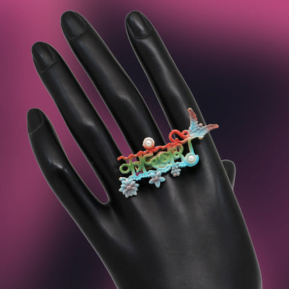 Multi Color Mint Meena Finger Ring For Women (KMR524MLT) - preyans.com