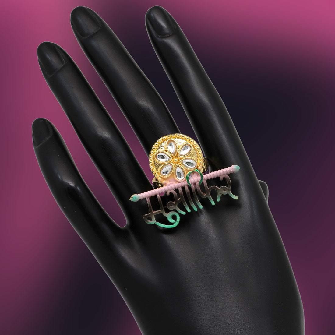 Multi Color Mint Meena Finger Ring For Women (KMR570MLT) - preyans.com