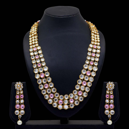 Pink Color Kundan Necklace Set (KN101PNK) - Preyans.com