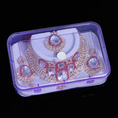 Pink Color Choker Kundan Necklace Set (KN1124PNK) - preyans.com