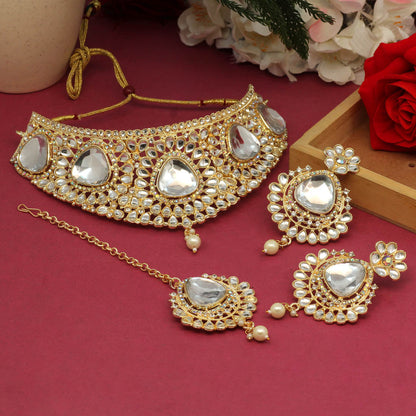 Rainbow Color Choker Kundan Necklace Set (KN1125RNW) - preyans.com