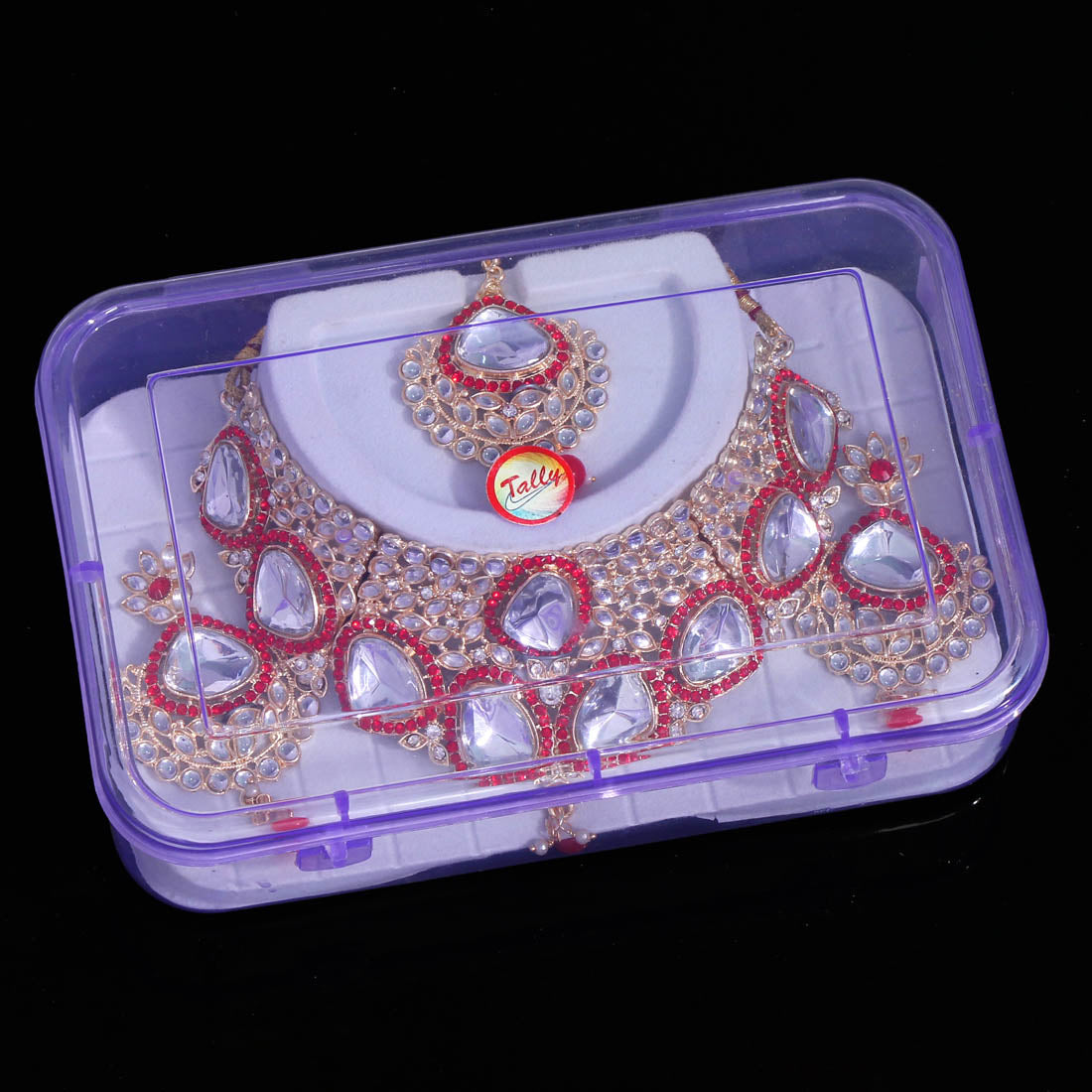 Red Color Choker Kundan Necklace Set (KN1127RED) - preyans.com