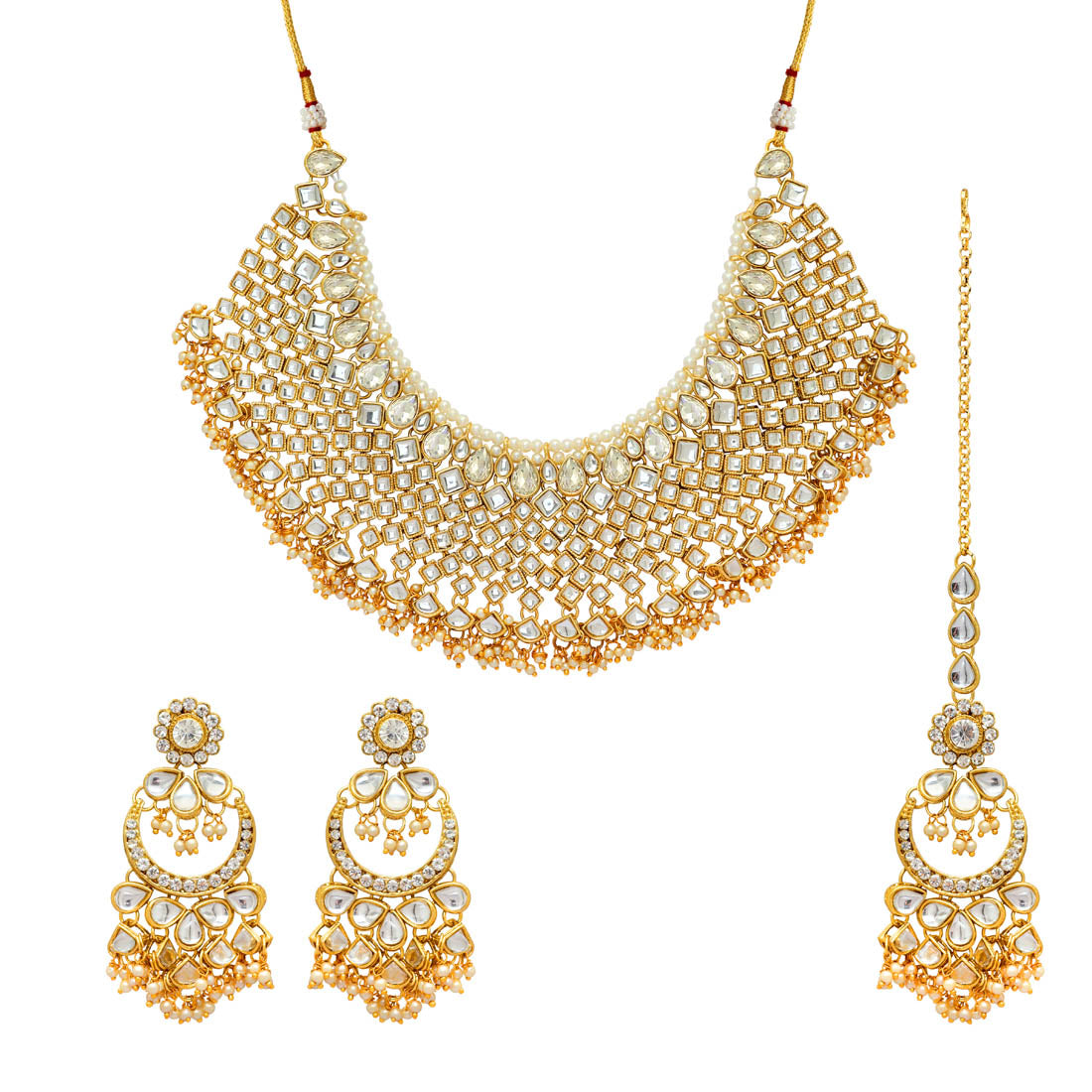 White Color Kundan Necklace Set (KN131WHT) - Preyans.com