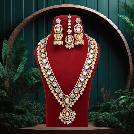 Maroon Color Long Kundan Necklace Set (KN1344MRN) - preyans.com