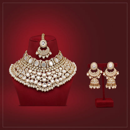 White Color Kundan Necklace Set (KN1345WHT) - preyans.com